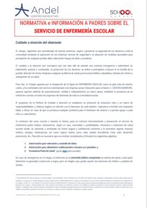 ANDEL-NORMATIVA e INFORMACION A PADRES SOBRE EL SERVICIO DE ENFERMERIA ESCOLAR 2022-2023 1