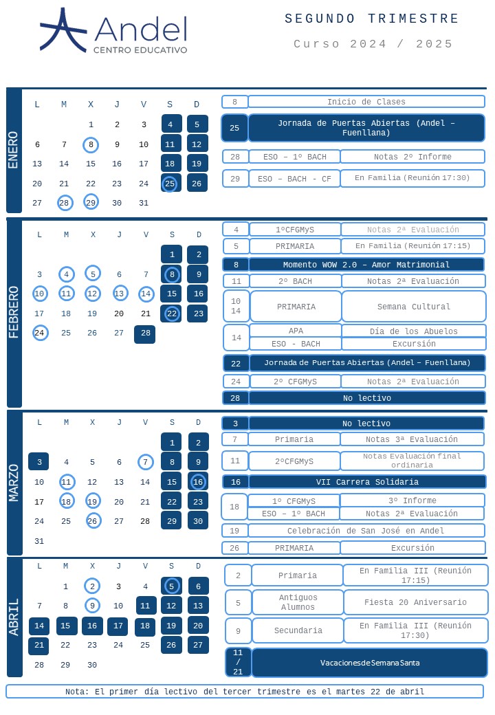 Calendario escolar 8