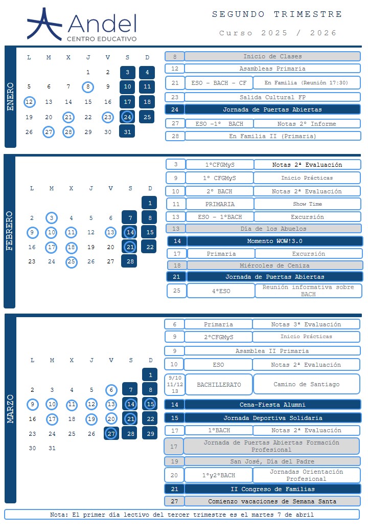 Calendario escolar 1